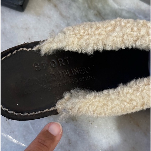 Donald J Pliner BHappy Leather Sport Mules with Sherpa Trim Size 8.5M - Picture 2 of 9